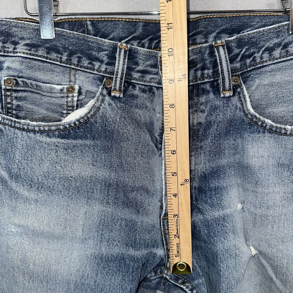 Levis 505 Jeans Mens Size 33x30 ( Fits 33x28) Blue Distressed Nice Fade Casual